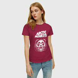 Футболка хлопковая женская Arctic Monkeys rock panda, цвет: маджента — фото 2