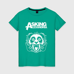 Футболка хлопковая женская Asking Alexandria rock panda, цвет: зеленый