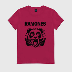Футболка хлопковая женская Ramones - rock panda, цвет: маджента