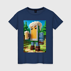 Женская футболка Beer dude - Minecraft ai art
