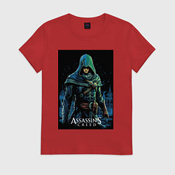 Футболка хлопковая женская Assassins creed в капюшоне, цвет: красный