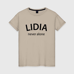 Футболка хлопковая женская Lidia never alone - motto, цвет: миндальный