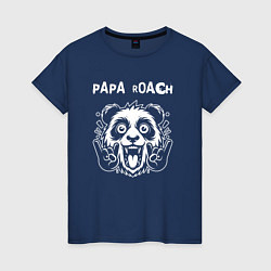 Футболка хлопковая женская Papa Roach rock panda, цвет: тёмно-синий