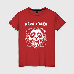 Футболка хлопковая женская Papa Roach rock panda, цвет: красный