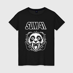 Футболка хлопковая женская Sum41 rock panda, цвет: черный