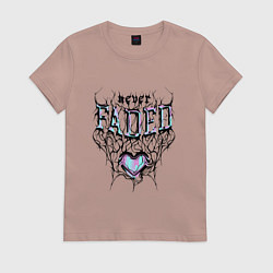 Футболка хлопковая женская Сердце никогда не увядает, цвет: пыльно-розовый