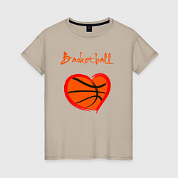 Футболка хлопковая женская Basket love, цвет: миндальный