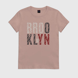 Футболка хлопковая женская NYC Brooklyn, цвет: пыльно-розовый