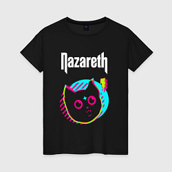 Футболка хлопковая женская Nazareth rock star cat, цвет: черный