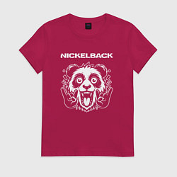 Футболка хлопковая женская Nickelback rock panda, цвет: маджента