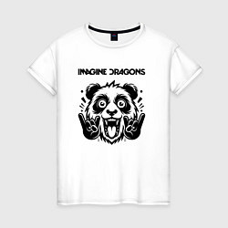 Футболка хлопковая женская Imagine Dragons - rock panda, цвет: белый