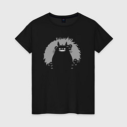 Футболка хлопковая женская Smiling Totoro, цвет: черный