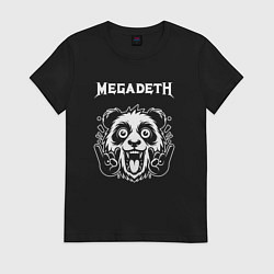 Футболка хлопковая женская Megadeth rock panda, цвет: черный