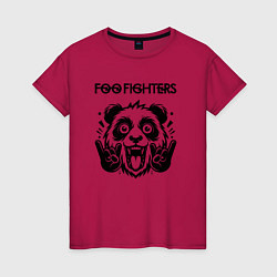 Футболка хлопковая женская Foo Fighters - rock panda, цвет: маджента