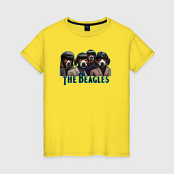 Футболка хлопковая женская Beatles beagles, цвет: желтый