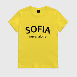 Футболка хлопковая женская Sofia never alone - motto, цвет: желтый