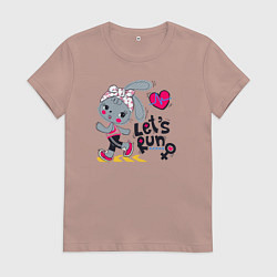 Футболка хлопковая женская Lets run, цвет: пыльно-розовый
