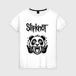 Футболка хлопковая женская Slipknot - rock panda, цвет: белый