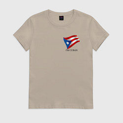 Футболка хлопковая женская Im Cuban - motto, цвет: миндальный