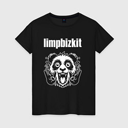 Футболка хлопковая женская Limp Bizkit rock panda, цвет: черный