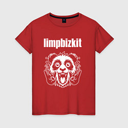 Футболка хлопковая женская Limp Bizkit rock panda, цвет: красный