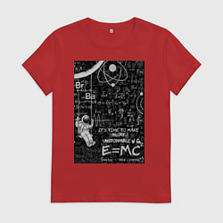 Футболка хлопковая женская Космос формулы, цвет: красный