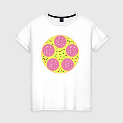 Футболка хлопковая женская Геометрическая пицца, цвет: белый