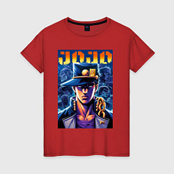 Футболка хлопковая женская Jojo - Jotaro Kujo ai art, цвет: красный