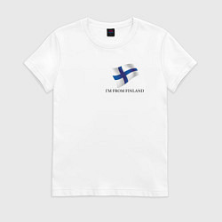 Футболка хлопковая женская Im from Finland - motto, цвет: белый