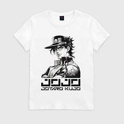 Футболка хлопковая женская Jotaro Kujo - jojo ai art, цвет: белый