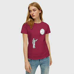 Футболка хлопковая женская Space balloon, цвет: маджента — фото 2