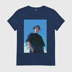 Футболка хлопковая женская Сугуру Гэто, цвет: тёмно-синий