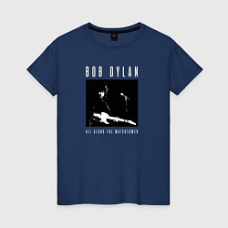 Футболка хлопковая женская Rock legend Bob Dylan, цвет: тёмно-синий