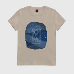 Футболка хлопковая женская All of time and space, цвет: миндальный