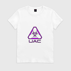 Футболка хлопковая женская UAC фиолетовый, цвет: белый
