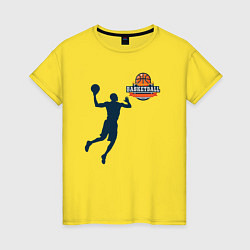 Футболка хлопковая женская Игрок в баскетбол basketball, цвет: желтый