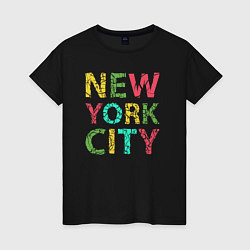 Футболка хлопковая женская New York city colors, цвет: черный