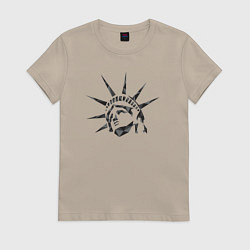 Футболка хлопковая женская Liberty statue, цвет: миндальный