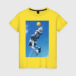 Футболка хлопковая женская Баскетбол Тэцуя Куроко арт, цвет: желтый