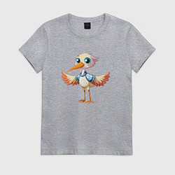 Футболка хлопковая женская Маленький аистёнок, цвет: меланж