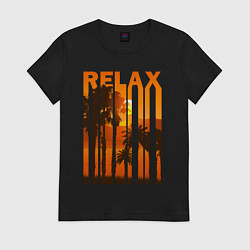 Футболка хлопковая женская Relax summer, цвет: черный