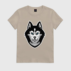 Футболка хлопковая женская Волчонок, цвет: миндальный