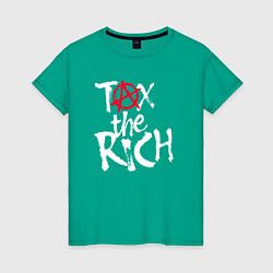 Футболка хлопковая женская Tax the rich, цвет: зеленый