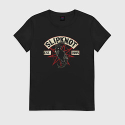 Футболка хлопковая женская Slipknot rock band, цвет: черный