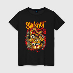 Футболка хлопковая женская Slipknot rock band, цвет: черный