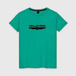 Футболка хлопковая женская Helldivers Logo, цвет: зеленый