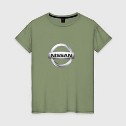 Футболка хлопковая женская Nissan logo, цвет: авокадо