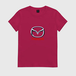 Футболка хлопковая женская Mazda logo, цвет: маджента