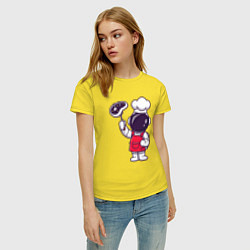 Футболка хлопковая женская Повар космонавт, цвет: желтый — фото 2
