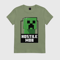 Футболка хлопковая женская Minecraft hostile mob, цвет: авокадо